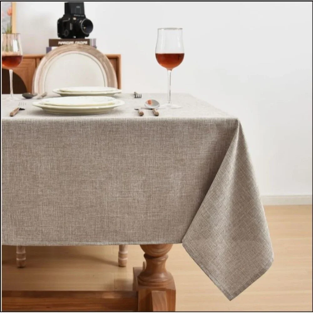 Fitable Nature Faux Linen Tablecloths Rectangle 60 x 84 Inch for 4-6 Foot Tables